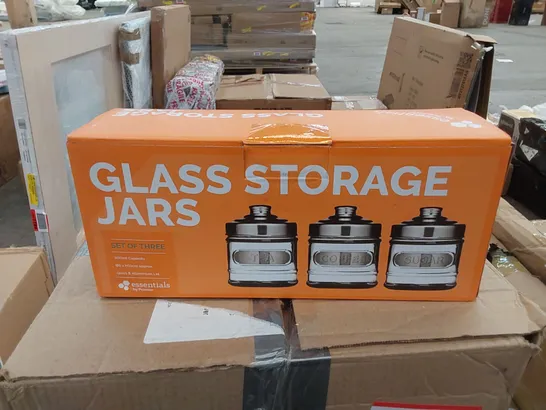 BOXED 3 PIECE GLASS STORAGE JARS FOR TEAM, COFFEE AND SUGAR 