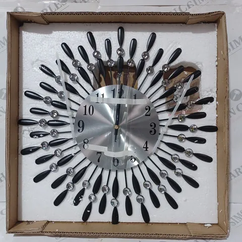 BOXED UNBRANDED DECORATIVE CLOCK IN BLACK W. JEWEL EFFECT