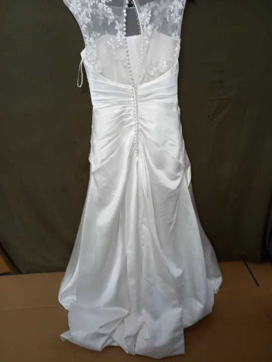 NETTED SHOULDERED EMBELLISHED WHITE WEDDING DRESS - 14