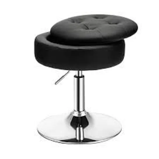 BOXED COSTWAY BLACK SWIVEL VANITY STOOL WITH REMOVABLE TRAY LID