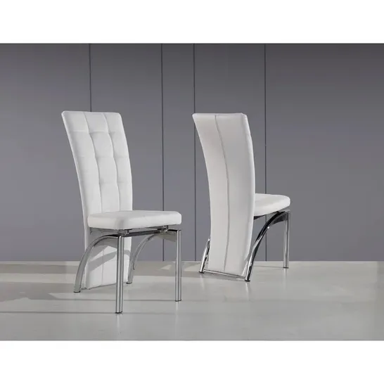 BOXED SET OF 2 BRITTIE UPHOLSTERED DINING CHAIRS IN WHITE PU LEATHER (1 BOX)