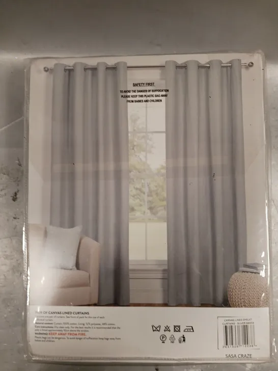 SEALED SASA CRAZE PAIR OF CANVAS LINED CURTAINS 168/137CM 