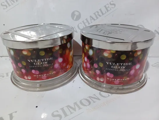 BOXED HOMEWORX PAIR OF YULETIDE GLOW SCENTED CANDLES