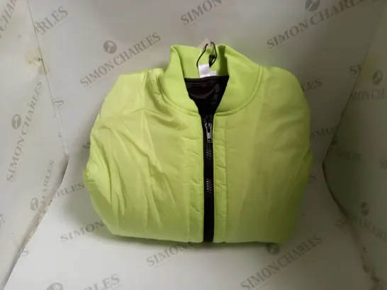 KOI VEGAN LIME GREEN MESSAGES BOMBER JACKET - SIZE M 