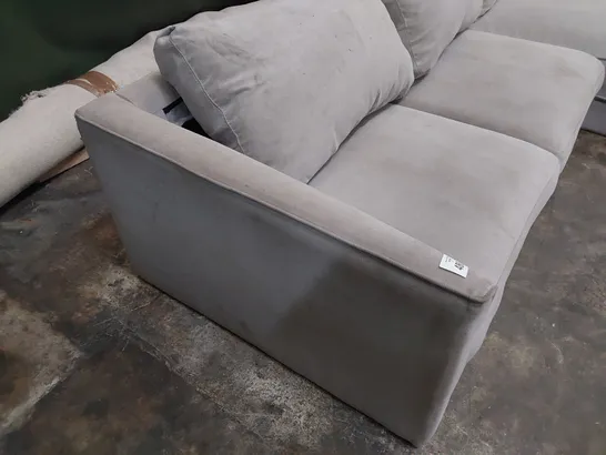 DESIGNER CHAISE SOFA LIGHT GREY FABRIC 