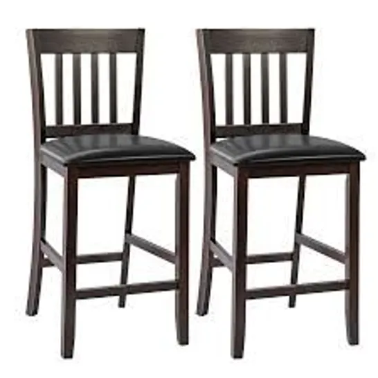 BOXED COSTWAY SET OF 2 BAR STOOLS COUNTER HEIGHT CHAIRS W/ PU LEATHER SEAT