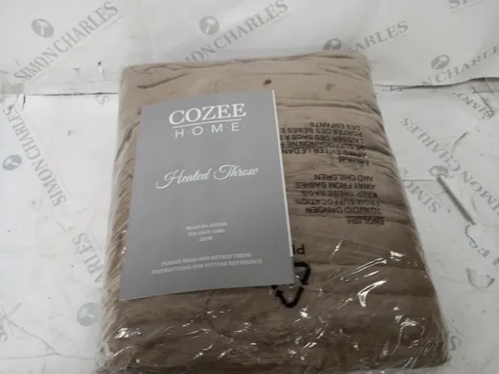 COZEE HOME HEATED BLANKET IN DARK TAUPE