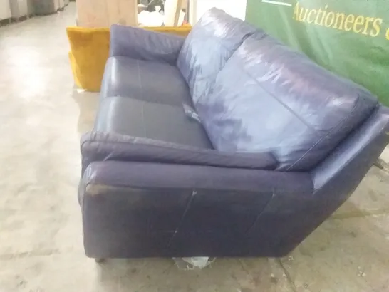 QUALITY DESIGNER FELLINI 3 SEATER - DARK PURPLE LEATHER 