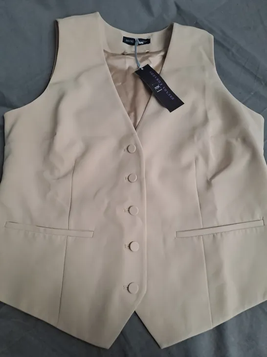 BRENDA EDWARDS BUTTON WAISTCOAT, STONE - SIZE 14