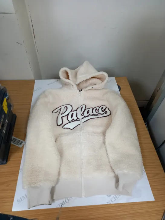 FLUFFY PALACE ZIP UP JACKET SIZE MEDIUM IN CREAM