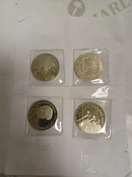 COLLECTION OF 4 FIVE POUND COINS INCLUDING LADY DIANA, HORATIO NELSO AND CORONATION JUBILEE