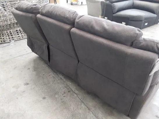 DESIGNER MANUAL RECLINING THREE SEATER SOFA CHARCOAL FABRIC 