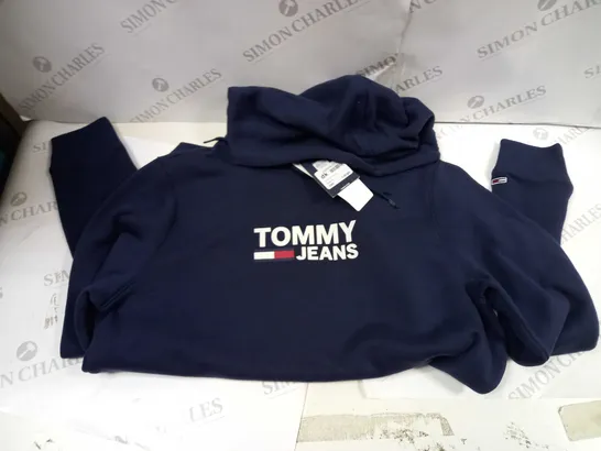 TOMMY JEANS BLACK IRIS HOODIE SIZE LARGE 