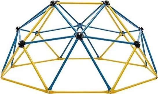 BOXED 10FT KIDS GEOMETRIC DOME CLIMBER WITH CONVENIENT GRIP - BLUE & YELLOW