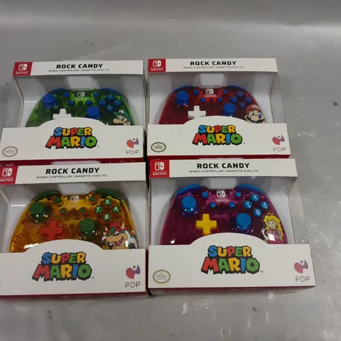 LOT OF 4 BOXED SUPER MARIO THEMED ROCK CANDY WIRED CONTROLLERS FOR NINTENDO SWITCH