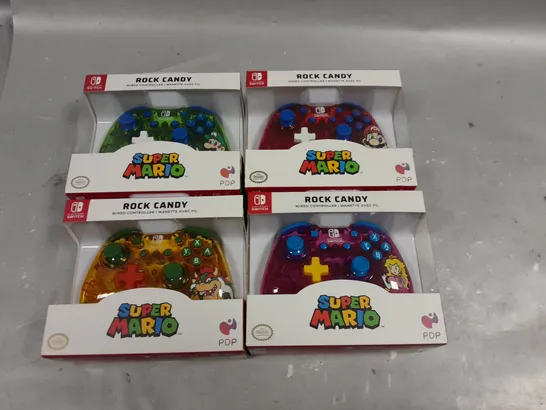 LOT OF 4 BOXED SUPER MARIO THEMED ROCK CANDY WIRED CONTROLLERS FOR NINTENDO SWITCH