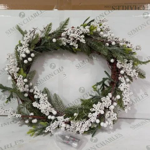 HOME REFLECTIONS 50CM PRE-LIT BERRY WREATH