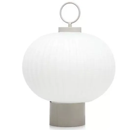 K BY KELLY HOPPEN INDOOR OUTDOOR GLASS LANTERN IN TAUPE- COLLECTION ONLY