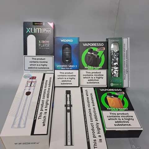 BOX OF APPROXIMATELY 15 ASSORTED E-CIGARATTES TO INCLUDE VAPEROSSO , ASPIRE, INNOKIN ETC.