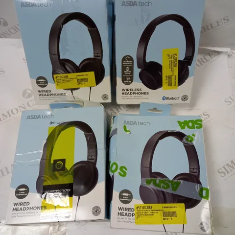 TECH WIRED/WIRELESS HEADPHONES x4 