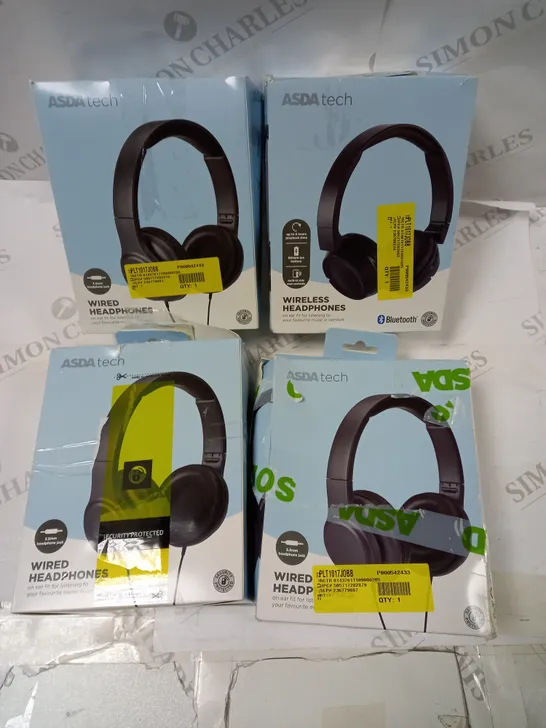 TECH WIRED/WIRELESS HEADPHONES x4 