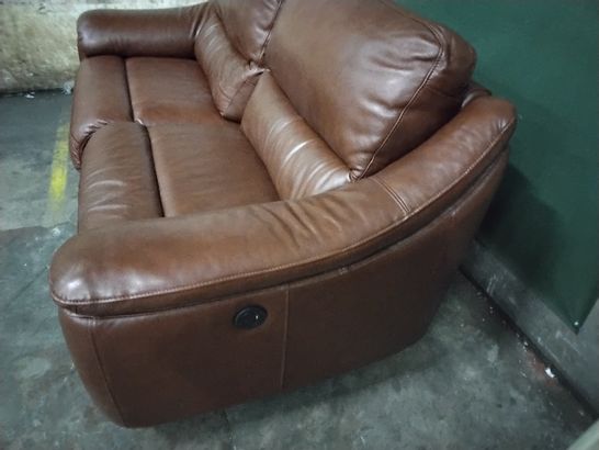 DESIGNER FRANCIS BUTTERSCOTCH LEATHER POWER RECLINING THREE SEATER SOFA 