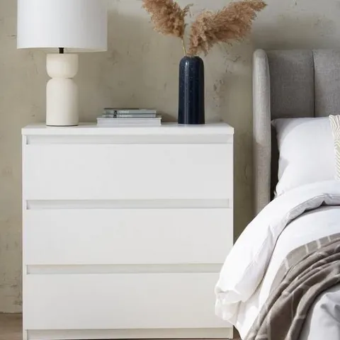 BOXED LESSON 3-DRAWER CHEST IN WHITE - COLLECTION ONLY 
