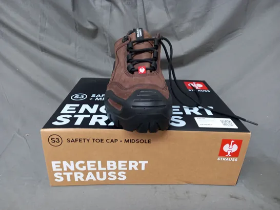 BOXED PAIR OF ENGELBERT STRAUSS SAFETY TOE CAP MIDSOLE SHOES IN BROWN UK SIZE 11