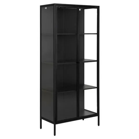 NEWBERRY MATT BLACK LARGE 2 DOOR METAL DISPLAY CABINET 