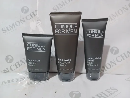 BOXED CLINIQUE FACE WASH, MOISTURISING LOTION, AND FACE SCRUB SET