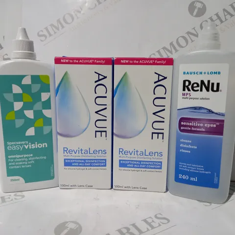 APPROXIMATELY 20 ASSORTED HOUSEHOLD ITEMS TO INCLUDE ACUVUE REVITALENS, EASY VISION MULTIPURPOSE, ETC