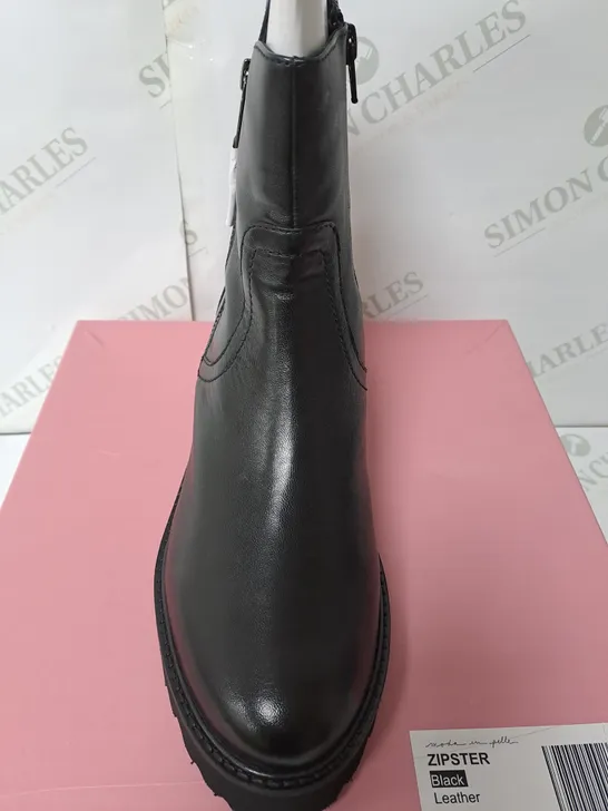 MODA IN PELLE BLACK LEATHER ZIPPED BOOTS SIZE 7