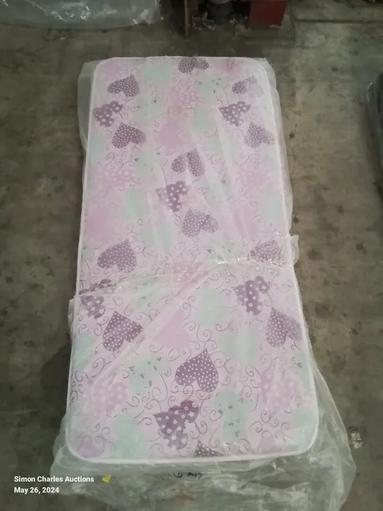 QUALITY BAGGED HYBRID MEMORY NATURAL FOAM SINGLE PINK HEART DESIGN MATTRESS 