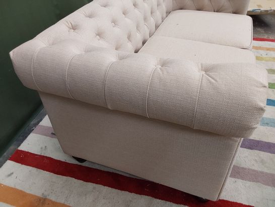 DESIGNER NATURAL FABRIC TWO SEATER CHESTERFIELD SOFA 