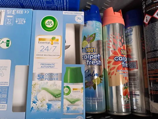 APPROXIMATELY 10 ASSORTED AEROSOL ITEMS IN INCLUDE CLOTHES MOTH KILLER, DEEP FREEZE, CARPET FRESH PET, ETC - COLLECTION ONLY