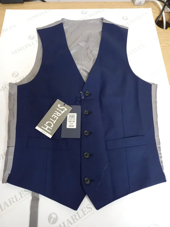 MOSS STRETCH BLUE WAISTCOAT - 38R