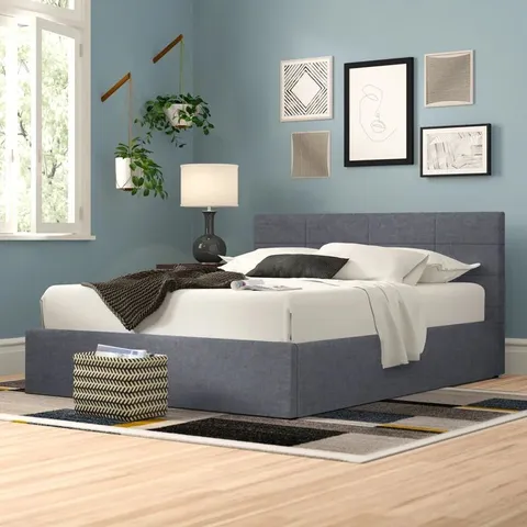 PHILIPPE UPHOLSTERED BED IN GREY // SIZE UNSPECIFIED (3 BOXES)