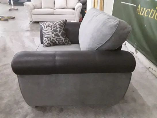 QUALITY DESIGNER ARMCHAIR - GREY/BLACK FABRIC 