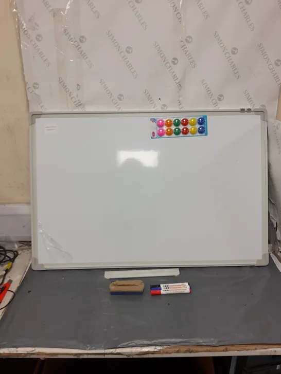 LARGE WHITEBOARD WITH PENS AND WIPE 90BY60