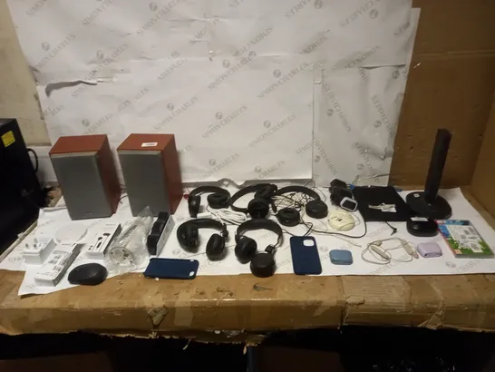 LOT OF APPROXIMATELY 20 HOUSEHOLD GOODS TO INCLUDE SONY SPEAKERS, APPLE IPHONE MAGSAFE CASE, AND SONY EARBUDS FOR SMARTPHONES ETC.