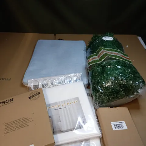 LOT OF APPROXIMATELY 10 HOUSEHOLD ITEMS TO INCLUDE SHOWER CURTAINS, CHRISTMAS GREENERY DECORATION, EPSON 603 INK ETC