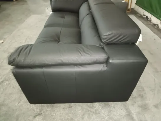 BRADY BLACK FAUX LEATHER 3-SEATER SOFA