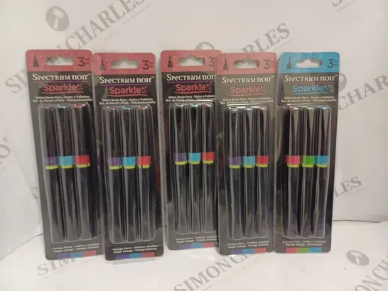 LOT OF 5 3-PACKS OF SPECTRUM NOIR SPARKLE GLITTER BRUSH PENS