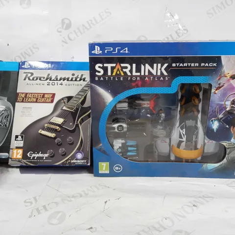 BOX OF APPROXIMATELY 10 ASSORTED PLAYSTATION 4 ITEMS TO INCLUDE STARLINK, ROCKSMITH, AFTERGLOW LVL 1 HEADSET, ETC