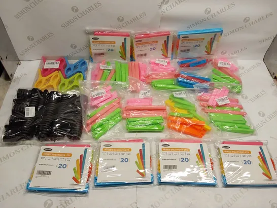 BOX OF APPROXIMATELY 18 BRAND NEW ASSORTED STORAGE CLIPS TO INCLUDE;