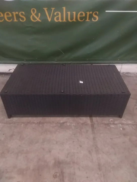 RATTAN EFFECT GARDEN COFFEE TABLE BLACK