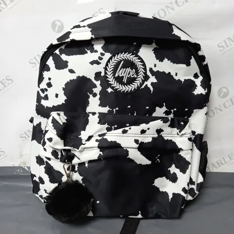 HYPE BLACK AND WHITE BACKPACK WITH BLACK POM POM