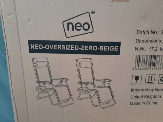 BOXED NEO OVERSIZED PAIR OF GARGEN CHAIRS IN BEIGE 