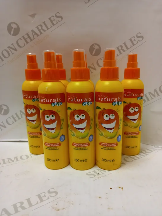 LOT OF APPROX 8 X 200ML AVON NATURALS KIDS MAGNIFICENT MANGO TAMER DETANGLING SPRAY