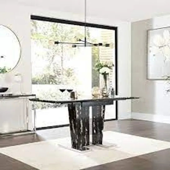 BOXED VIENNA BLACK MARBLE-EFFECT 120-160CM EXTENDING DINING TABLE ( BOX 1 OF 2 TOP ONLY)